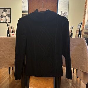 Black Turtleneck Cable Knit Sweater Size petite Small